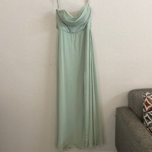 Green long bridesmaid dress